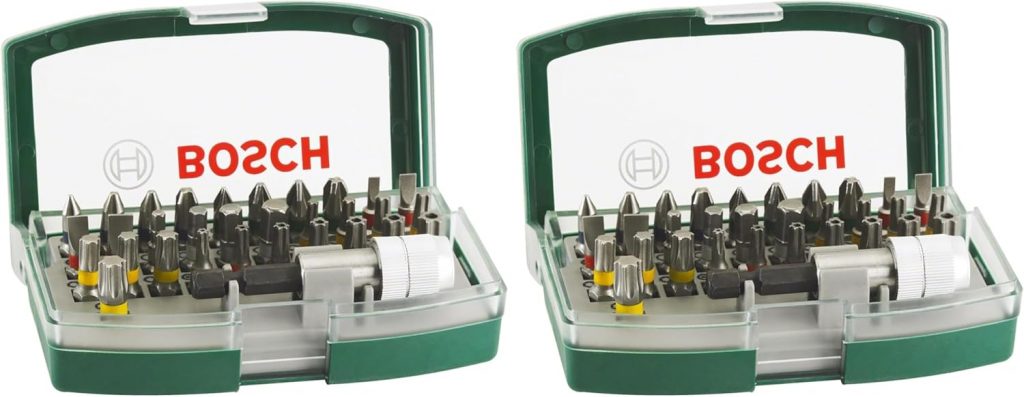 Bosch 32tlg. Schrauberbit-Set (PH-, PZ-, Hex-, T-, TH-, S-Bit, Zubehör Bohrschrauber und Schraubendreher) (Packung mit 2)