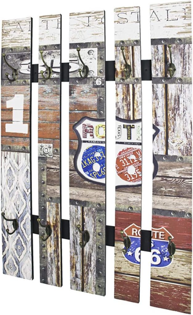 HAKU Garderobenleiste, Hakenleiste, Kleiderhaken, Wandgarderobe, Motiv, Vintage…