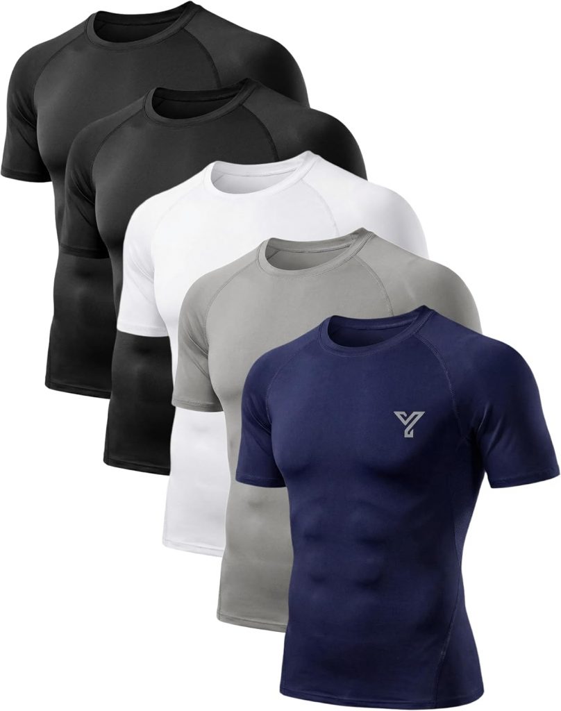 YESWEL 5 Pack Funktionsshirt Herren, Kompressionsshirt Männer Kurzarm…