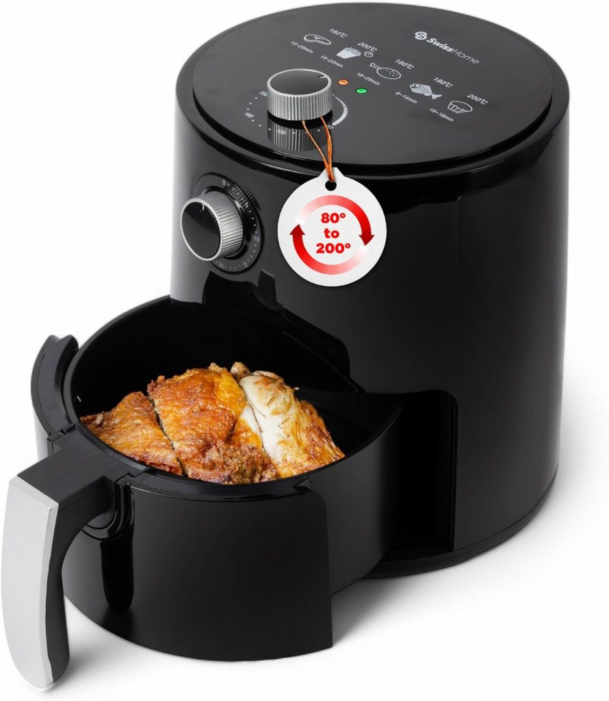 Z SwissHome PETIT – Heißluftfritteuse 2.5L 1200W – Temperatur 80-200°C – Timer…