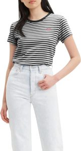 Levi's Damen Perfect Tee Raita Stripe Caviar L