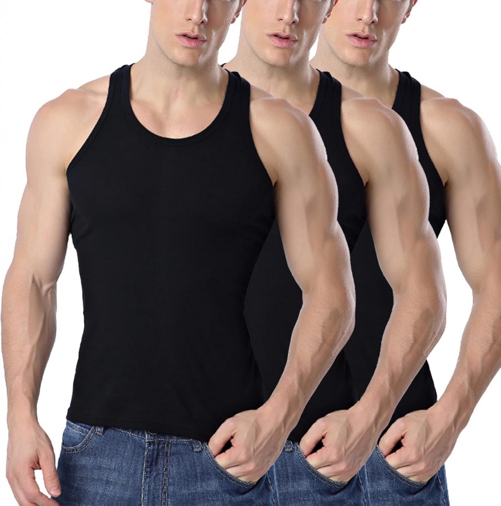 👑 TANTOMI Unterhemd Herren 3er Pack, Tank Top, Unterhemden, Schwarz Weiss, Geeignet f&uuml;r Sport, Fitness und Den Alltag