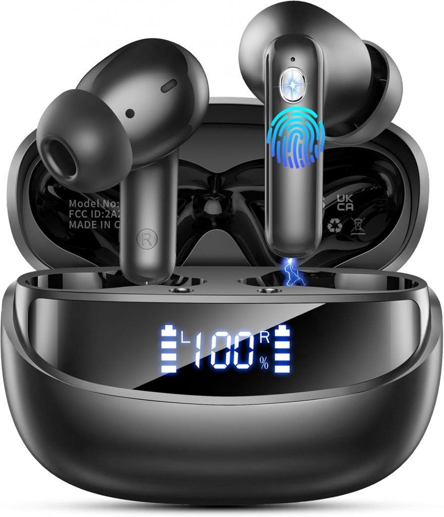 Bluetooth Kopfhörer, 2026 Kopfhörer Kabellos Bluetooth 5.4, 50 Std Spielzeit In Ear Kopfhörer HiFi Stereo mit 4 ENC Noise Cancelling Mics, IP7 Wasserdicht Kabellose Kopfhörer, Ohrhörer mit LED-Anzeige