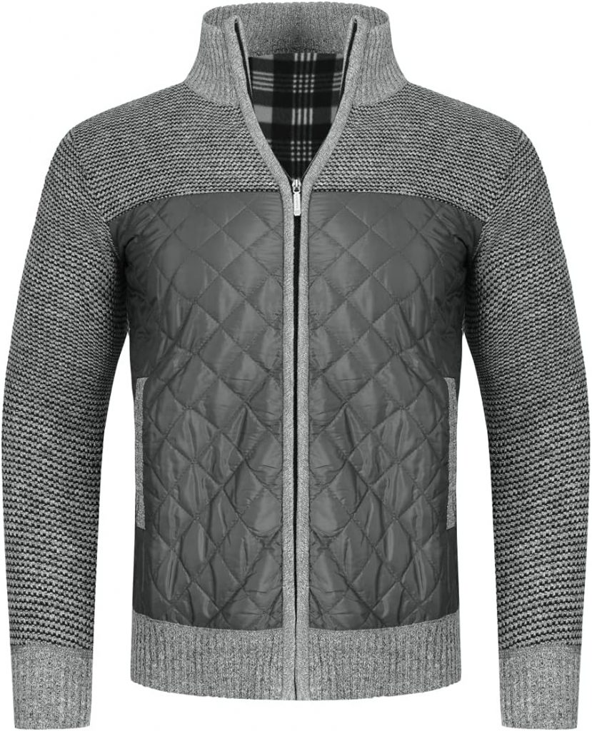 YOUTHUP Strickjacken für Herren Strickjacke Warme Fleece Trachtenjacke Cardigan Outdoor Fleecejacke mit Stehkragen…