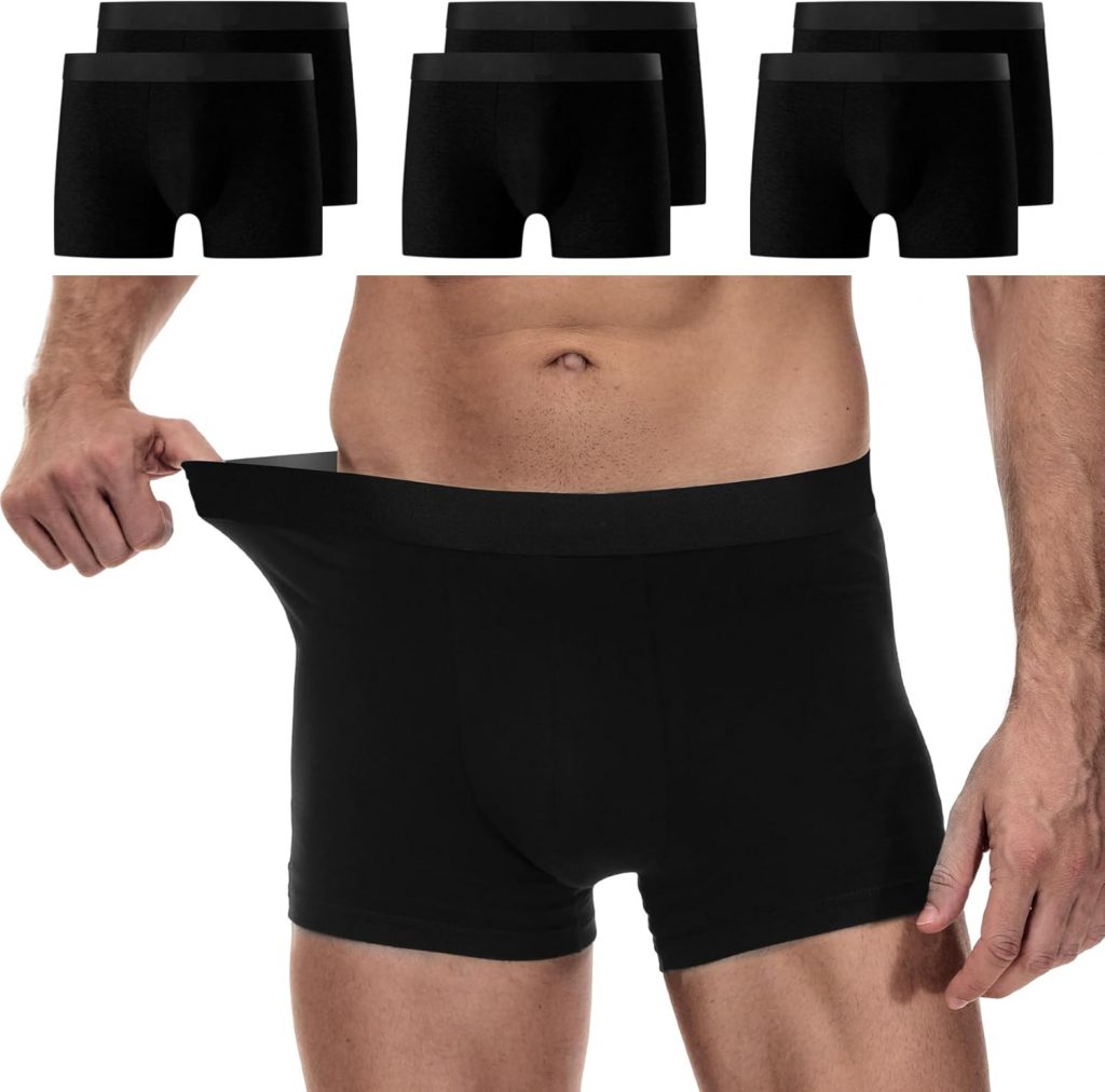 YouShow Boxershorts Herren Schwarz 6 Pack Baumwolle Unterhosen Männer Ohne Kratzenden Zettel Retroshorts Unterwäsche…