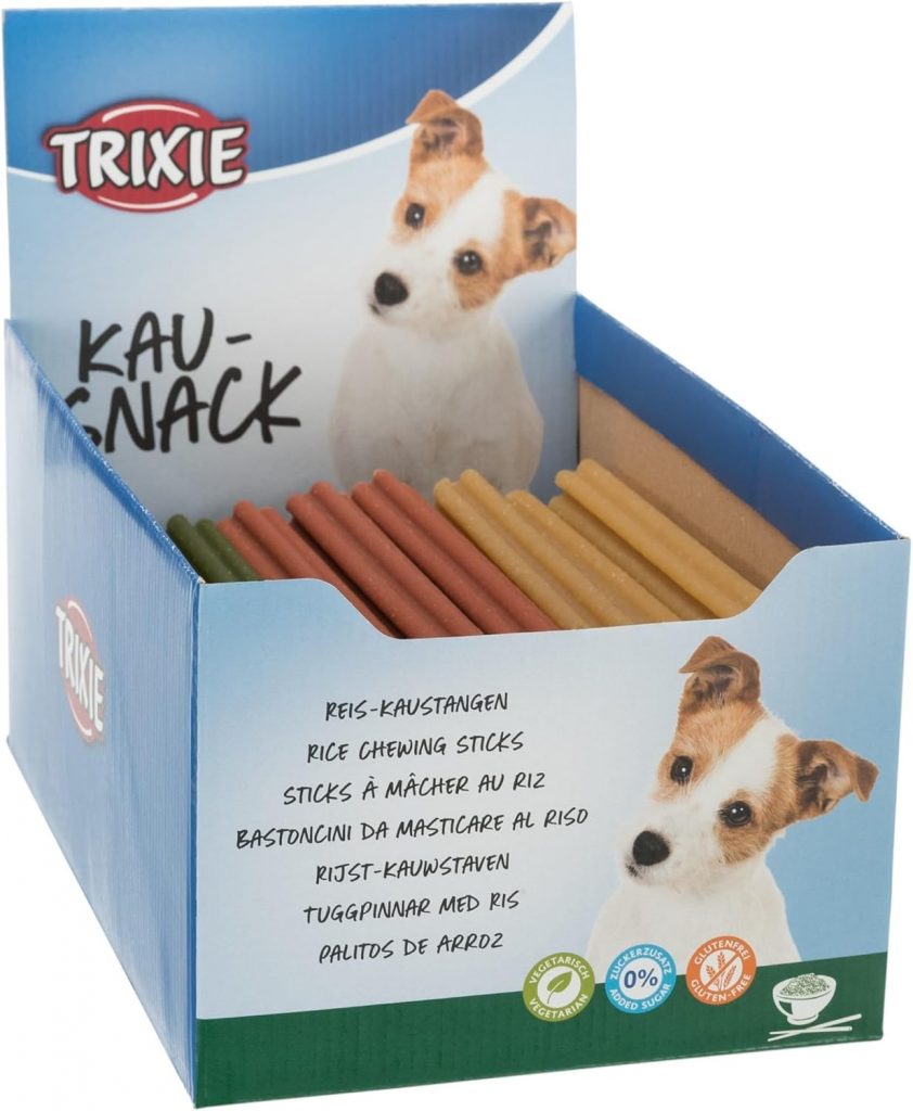 Trixie Hundeleckerli Reis-Kaustange Hundesnack – pflanzlicher Snack für Sensible Hunde, ohne Zuckerzusatz und Gluten 100 g 23 cm