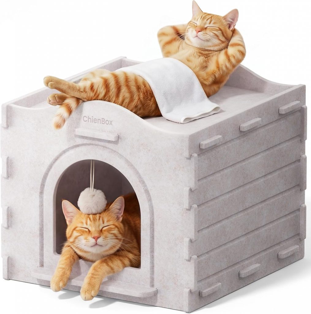 ChienBox Katzenhaus Indoor aus Filz: Puzzle-Stil, Abnehmbare Große Katzenhöhle…