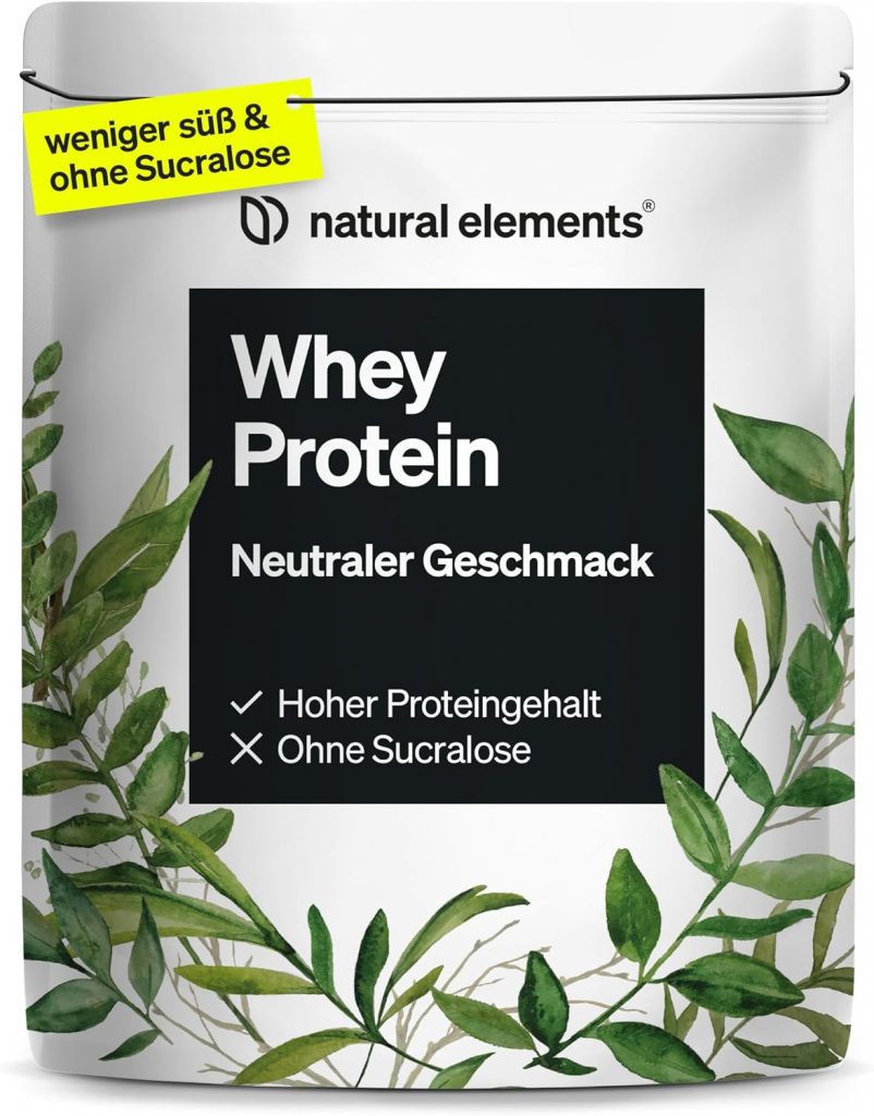 natural elements Whey Protein Pulver – Neutral – 1kg – 25g Protein pro Portion…