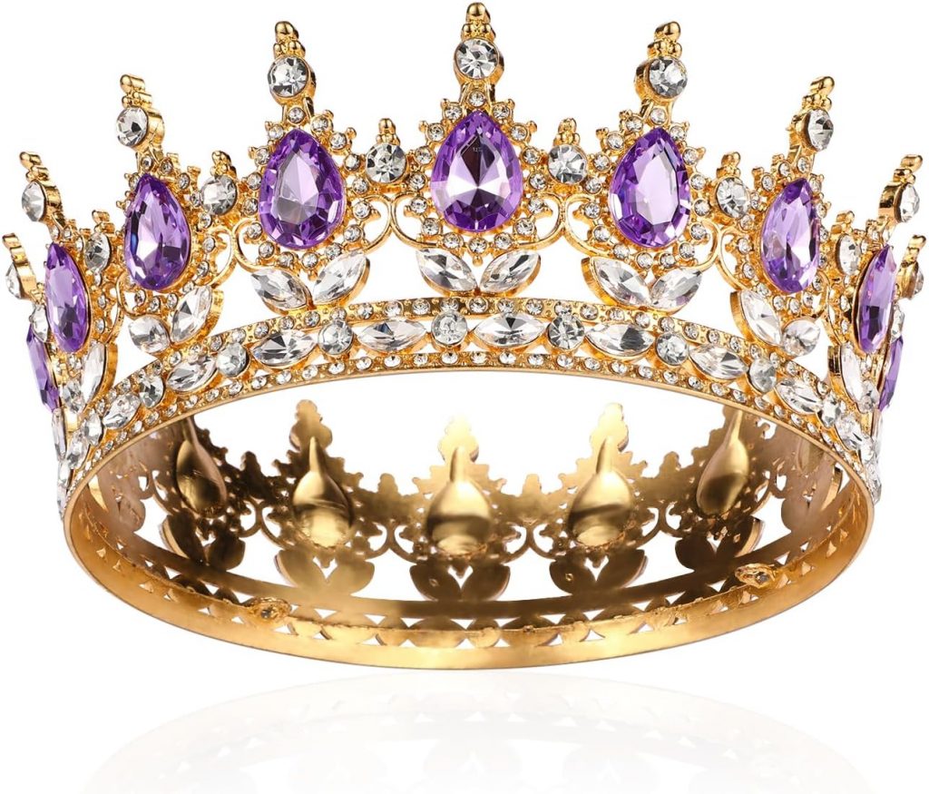 Krone Mädchen Damen Voll Runde Braut Diadem Kristall Königin Krone Barock Tiara Sparkly Lila Strass Prinzessin…