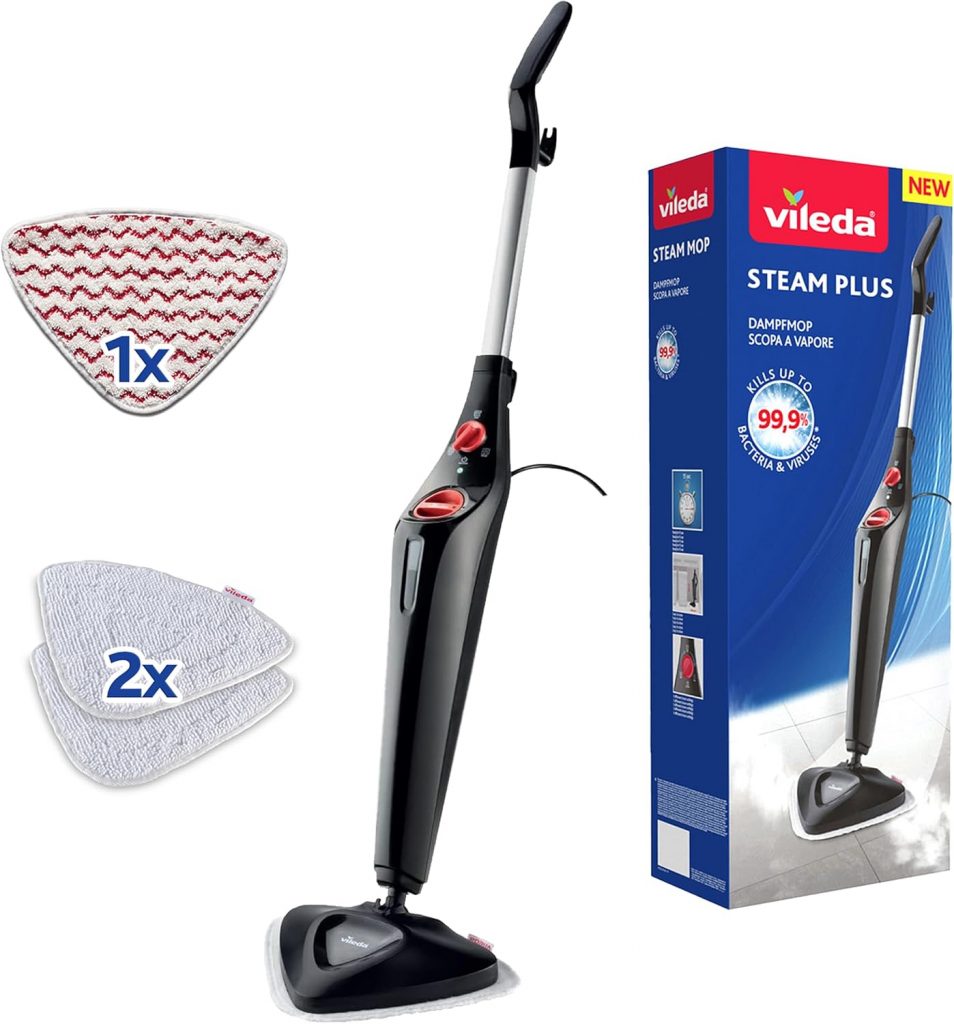 Vileda Steam Plus Dampfreiniger mit PowerPad und 2 Mikrofaser-Ersatzpads…