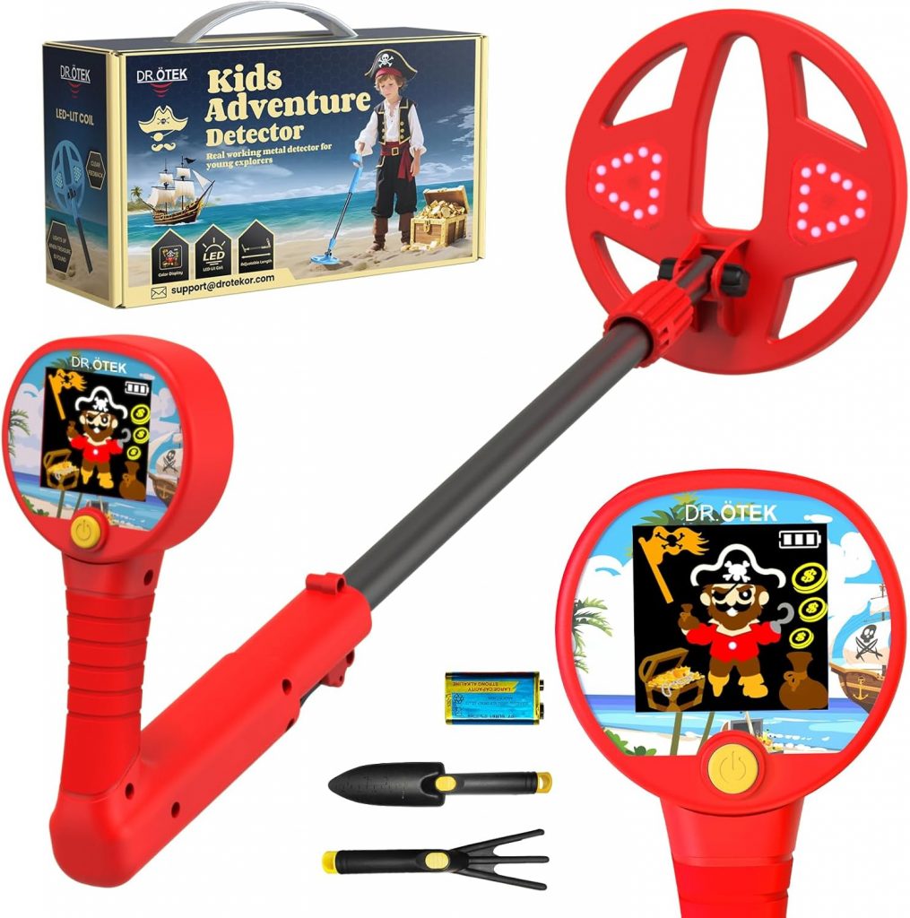 DR.&Ouml;TEK Metalldetektor Kinder, Farb-LCD & 6" Leuchtspule, Leicht & Einstellbar, Rutschfester Griff, Kinder Metalldetektor Set f&uuml;r 3-12, Jungen & M&auml;dchen, Rot29.99&euro; 2&times;