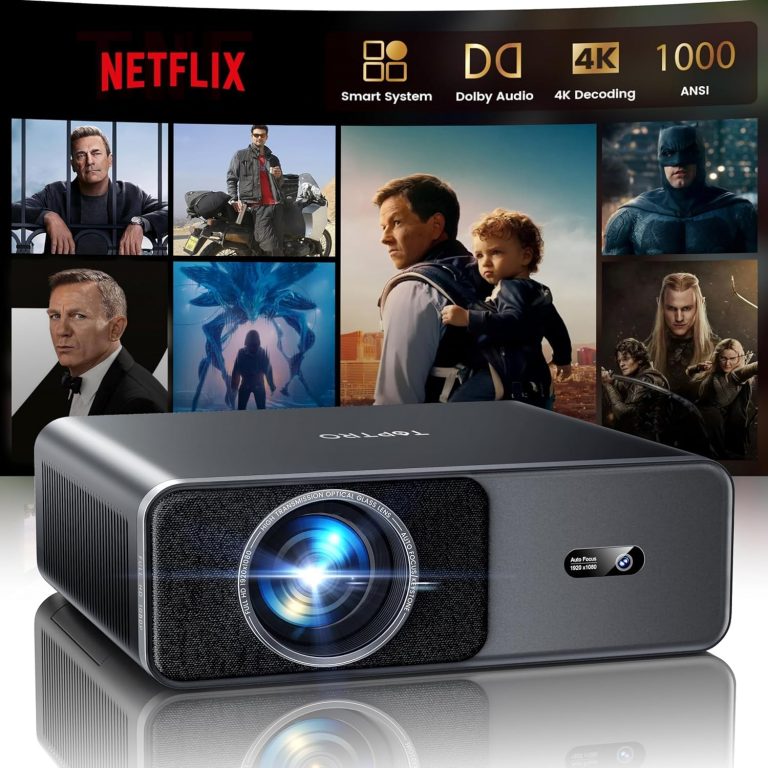 Smart Beamer [Kompatibel mit Netflix & 20W Dolby Audio] 1000 ANSI Autofokus & 6D Trapezkorrektur, TOPTRO Beamer 4K Heimkino Unterstützt, FHD1080P HDR10 WiFi 6/2-Wege-Bluetooth, geräuscharmer Projektor86,45€ statt 299,99€➡️ https://www.amazon.de/dp/B0GWPYK7KX/?tag=preisfehlerheute-21