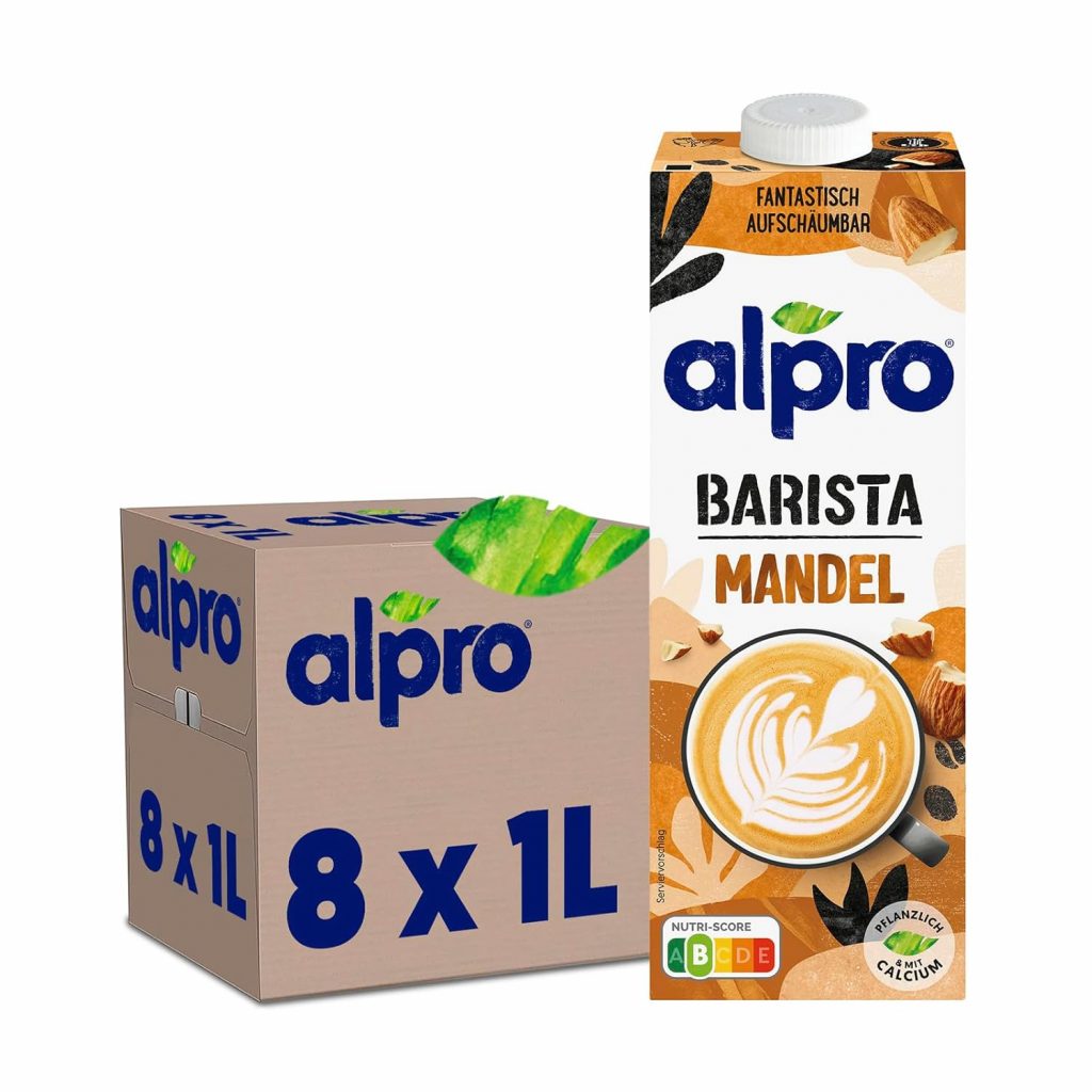 Alpro Barista Mandeldrink – Vegan und laktosefrei – Reich an Ballaststoffen – Mit Calcium und Vitaminen – UHT – 8 x…