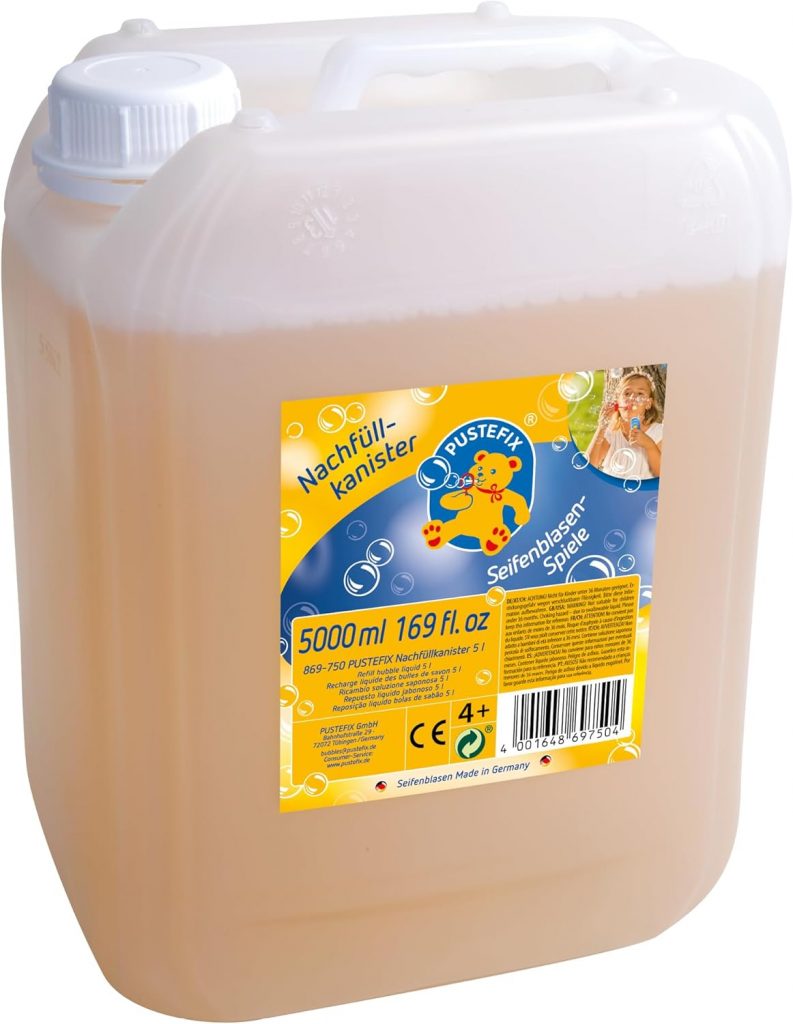 PUSTEFIX – 420869750 Nachfüllkanister I 5 l Seifenblasenflüssigkeit I Bunte…