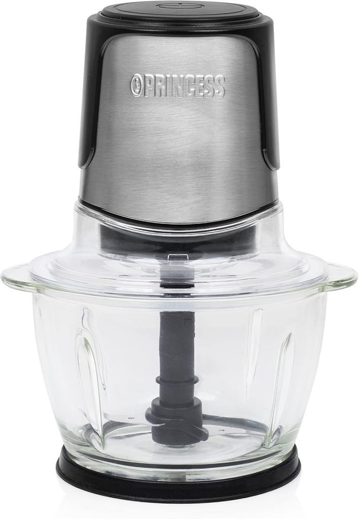 Princess Mini Zerkleinerer – 2 Edelstahlklingen, Glasbehälter 1 l, 300 W, 221