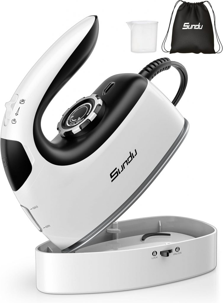 Sundu Reiseb&uuml;geleisen, Steamer Dampfgl&auml;tter, 2 in 1 Dampfb&uuml;geleisen Reise,5 B&uuml;gelmodi f&uuml;r Verschiedene Stoffe, Dampfleistung bis zu 30 g/min, Arretierbarer Sockel, Intelligente Temperaturregelung Iron9.99&euro;