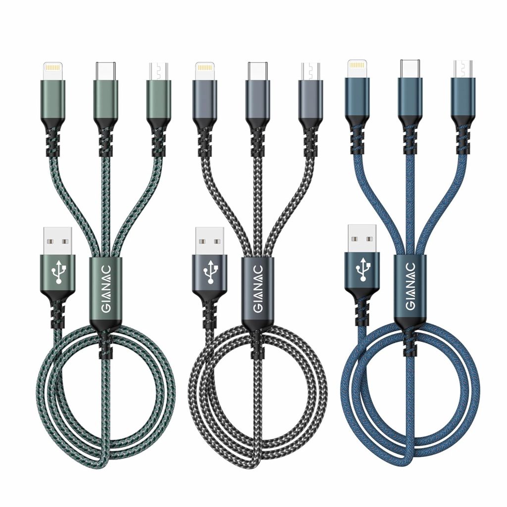 GIANAC Multi USB Kabel [3Stück 1.2M] 3 in1 Universal Ladekabel Schnell Ladekabel…