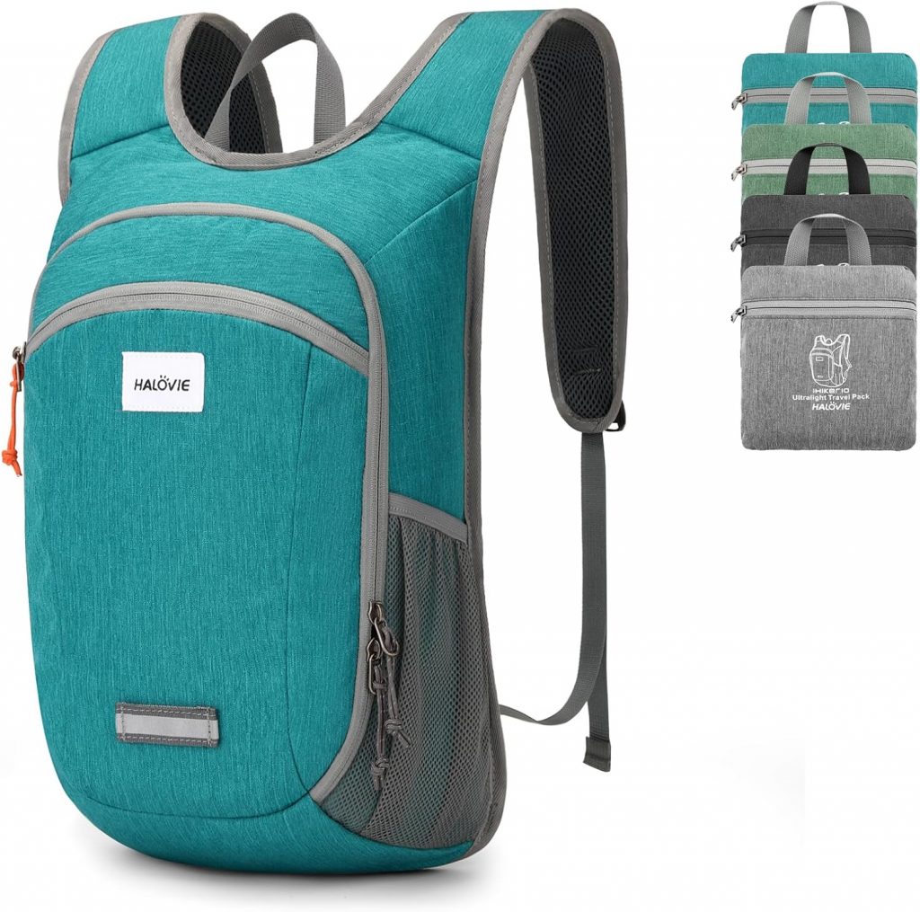 HALOVIE Faltbarer Rucksack Ultraleicht 10L Tagesrucksack Faltbar für Herren Damen Klein Wanderrucksack Daypack Faltrucksack für Wandern Reisen