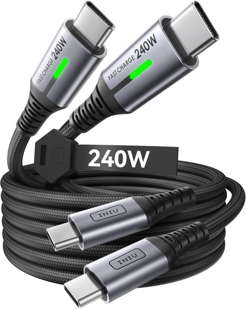 INIU 240W USB C Kabel, [2 St&uuml;ck 2m] PD Schnellladekabel USB C auf USB C Kabel, Nylon Geflochten Ladekabel USBC f&uuml;r iPhone 17 16 15 Pro Max Samsung Galaxy S25 S24 Ultra Pixel 10 9a iPad Pro MacBook Air
