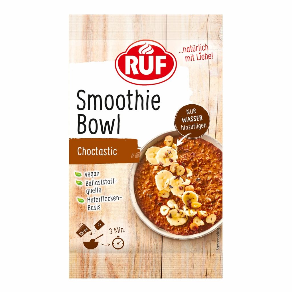 RUF Smoothie Bowl Choctastic, Frühstücks-Snack auf Haferflocken-Basis mit Nüssen & Bananen, einfache & schnelle…