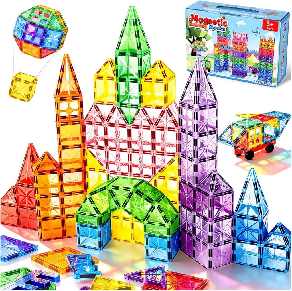 WOOBLO Magnetische Bausteine, 𝐇𝐨𝐜𝐡𝐰𝐞𝐫𝐭𝐢𝐠𝐞 Magnetbausteine, Magnetspiel…