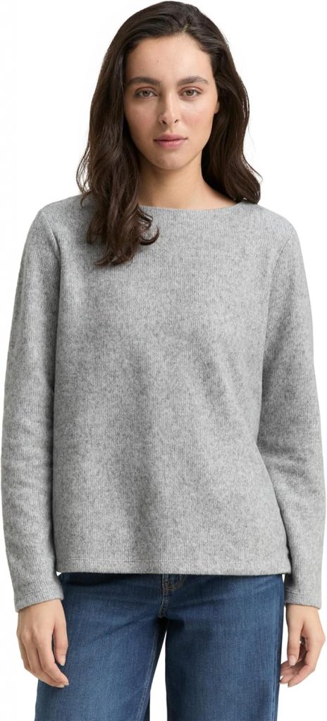 Tom Tailor Damen 1043760 Plussize Cosy Sweatshirt mit Knöpfen