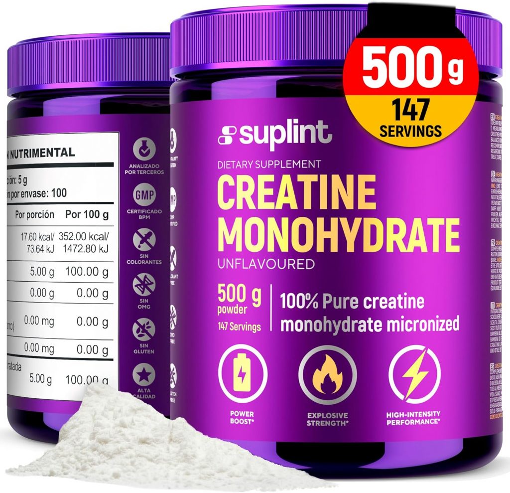 Сreatin Monohydrat Pulver 500 g – 147 Portionen – 100 % reines Kreatin…