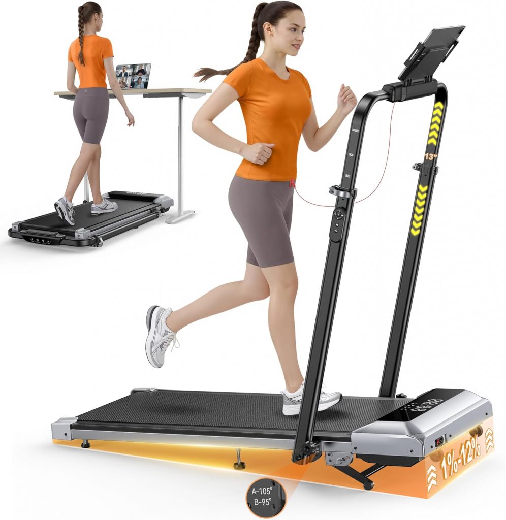Laufband für Zuhause mit 12% Steigung, 12km/h Klappbar Laufband mit 1150MM…