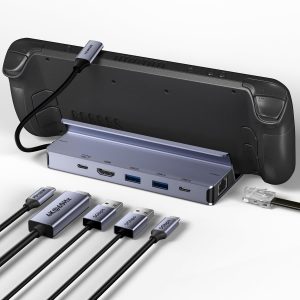 BENFEI Steam Deck Dock, Dockingstation für Steam Deck (OLED)/ROG Ally/Legion Go, 6-in-1 USB C Hub mit HDMI 4K@60Hz, 1 Gbps Ethernet, 1xUSB C 2X USB 3.0 Anschluss, PD 100 W Laden