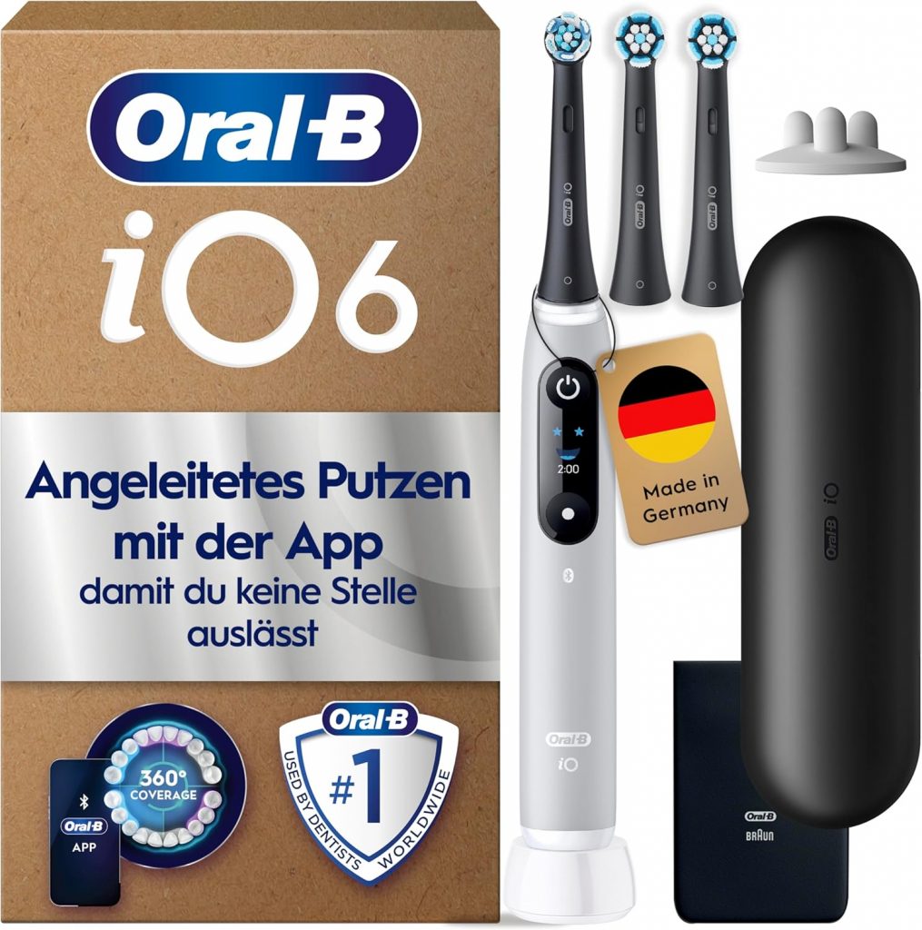 Oral-B iO Series 6 Plus Sensitive Edition Elektrische Zahnbürste/Electric Toothbrush, PLUS 3 Aufsteckbürsten, 5…