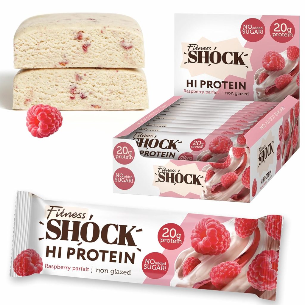 FitnesSHOCK High Proteinriegel Set mit hohem 20g Proteingehalt Eiweißriegel ohne Zuckerzusatz kalorienarm low carb…