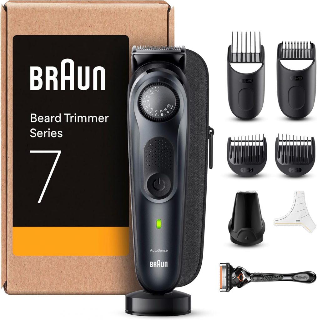 Braun Barttrimmer Series 7, Elektrischer Bartschneider Herren mit 8…