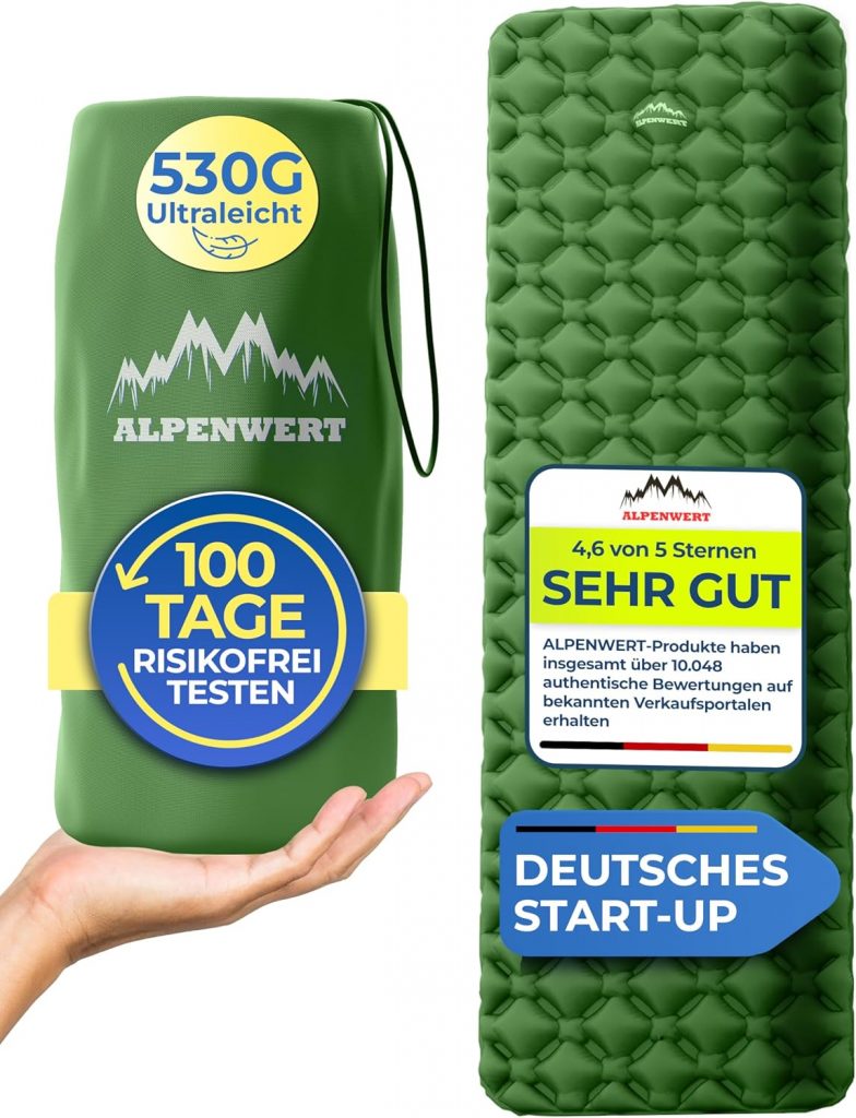 Alpenwert® Isomatte Outdoor [Kleines Packmaß & Ultraleicht] Luftmatratze perfekt…