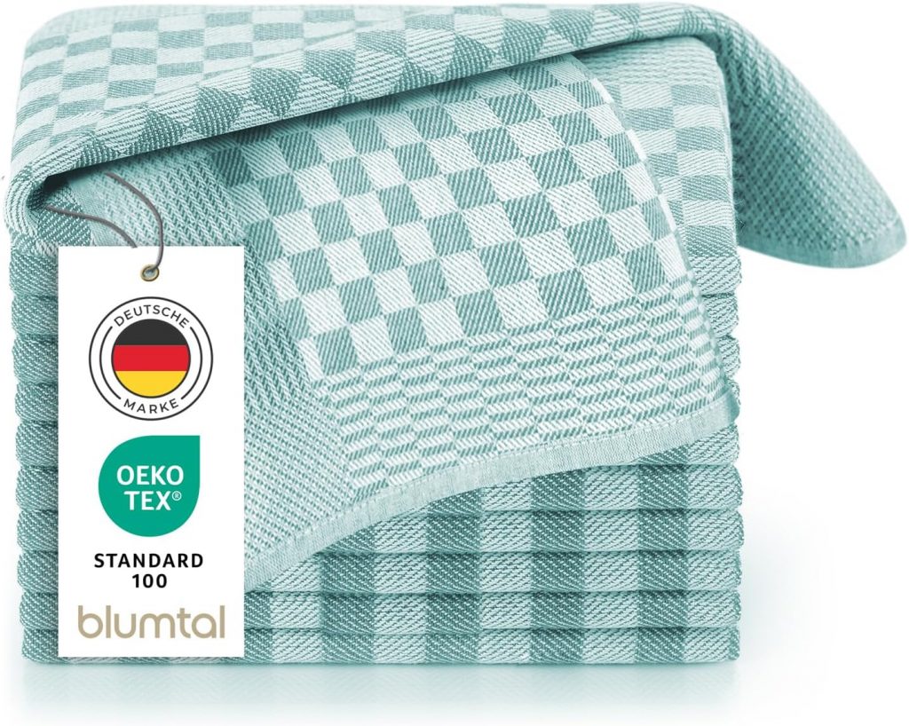 Blumtal Geschirrtücher Baumwolle 50×70 cm im 10er Set – Oeko-TEX zertifizierte Küchentücher – extrem saugstarke Geschirrhandtücher – Küchenhandtücher waschbar 95 °C – Geschirrtuch Grün Mint
