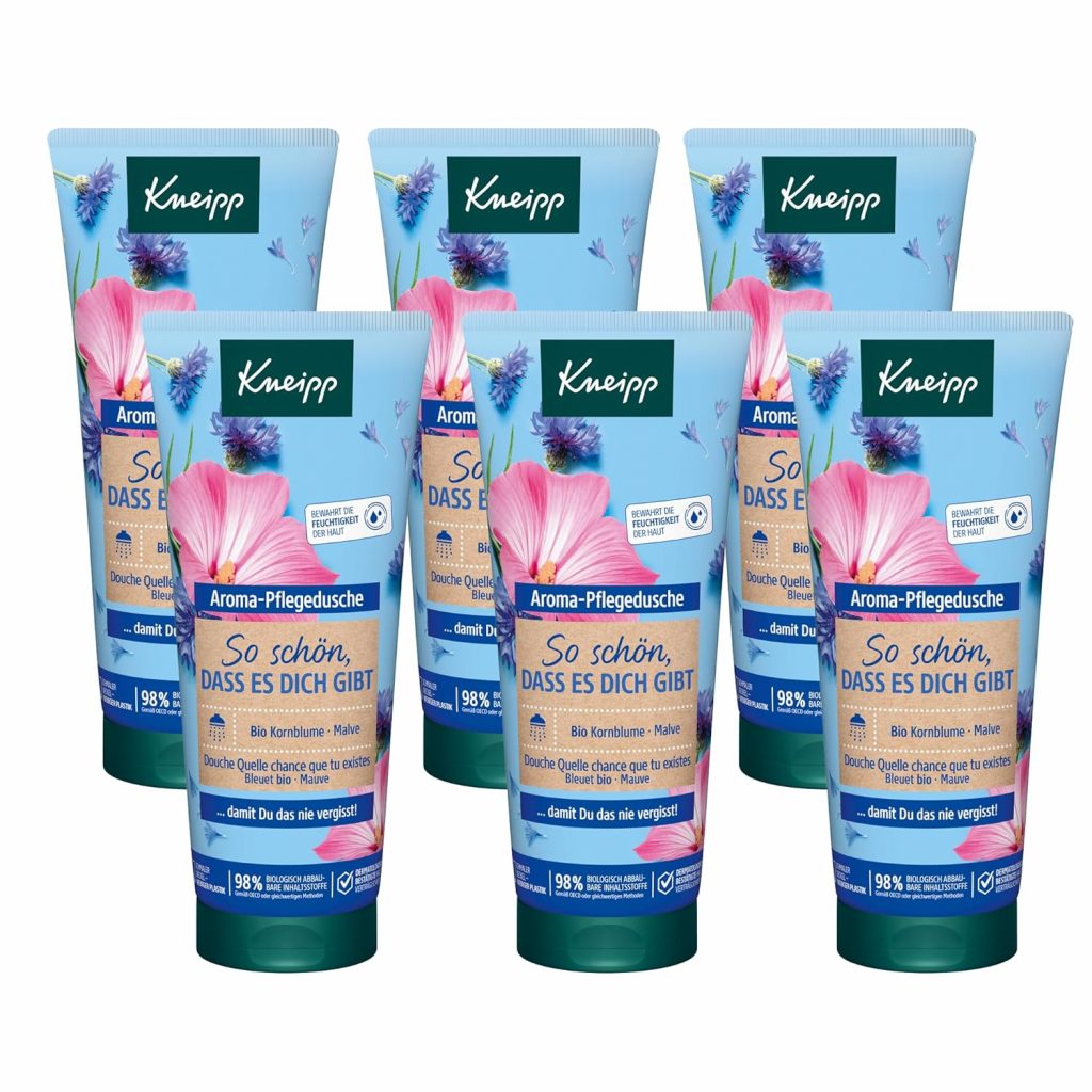 Kneipp Aroma-Pflegedusche So schön, dass es Dich gibt, Duschgel – Mit natürlichen Extrakten aus Kornblume, Malve und natürlich pflegendem Öl – Multipack 6 x 200ml