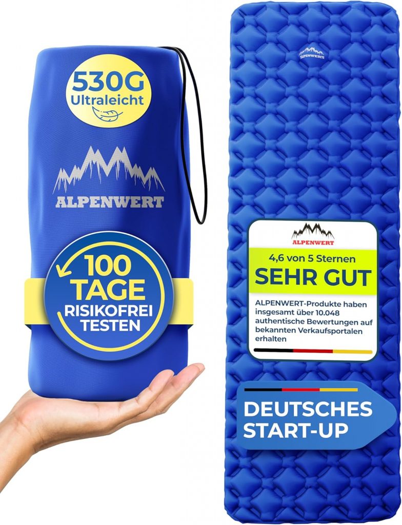 Alpenwert® Isomatte Outdoor [Kleines Packmaß & Ultraleicht] Luftmatratze perfekt…