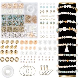 Thalmora Olevia Natürliche Amazonit Perlen Set für Armbänder und Ketten – Edelstein Perlen DIY Schmuck Set zum Auffädeln, Perlenset für Armbänder, Halsketten & Ohrringe, für Erwachsene und Kinder
