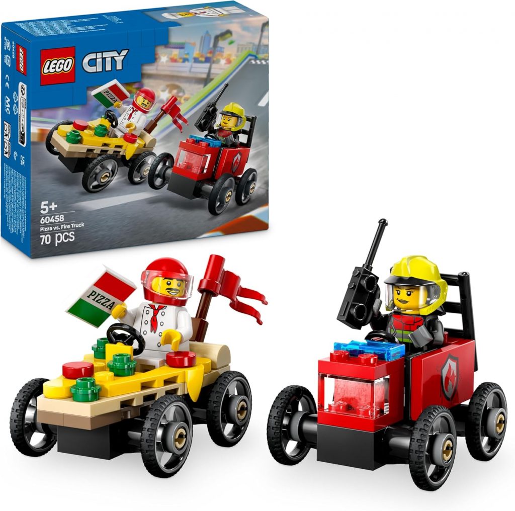 LEGO City Pizzalieferwagen vs. Löschauto – Seifenkisten Spielzeug für Mädchen…
