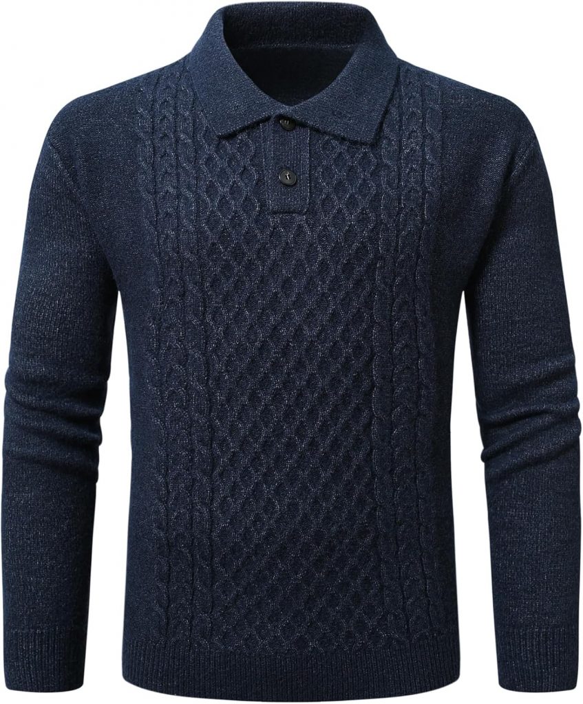 Allthemen Herren Pullover Winter mit Knöpfen Strickpullover Revers Sweater mit…