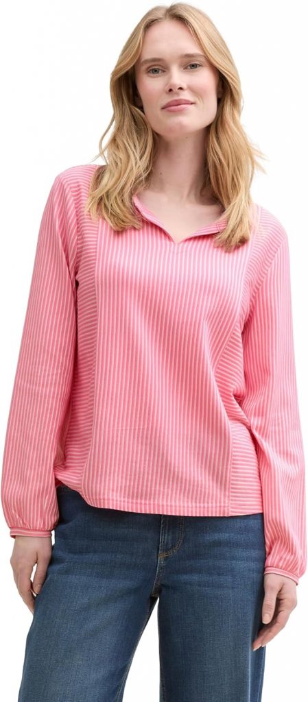 Tom Tailor Damen Basic Bluse mit Streifen