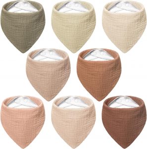 👑 Bearmoss Lätzchen Baby Dreieckstuch Baby Musselin Halstuch Baby für Junge und Mädchen,100% Baumwolle Halstuch Baby Verstellbare 8 Stück