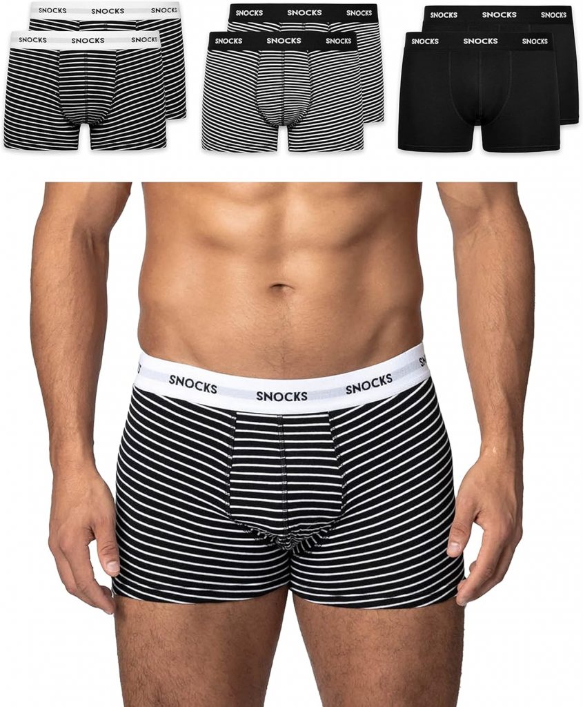 Snocks Boxershorts Herren Bio Baumwolle (6er Pack) Unterhosen Herren ohne einschneidenden Gummibund (Gr. S – 4XL)