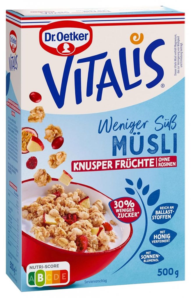 Dr. Oetker Vitalis Weniger Süß Knusper Frucht: Knuspermüsli mit Cranberries und…