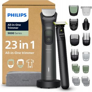 PHILIPS Multigroom Series 9000 All-in-One 23-teiliger Barttrimmer, Haarschneider, und OneBlade-Trimmer – Komplettes Pflegeset für Gesicht, Kopf und Körper, 27 Längeneinstellungen (0,2–20mm), MG9561/3089,99€