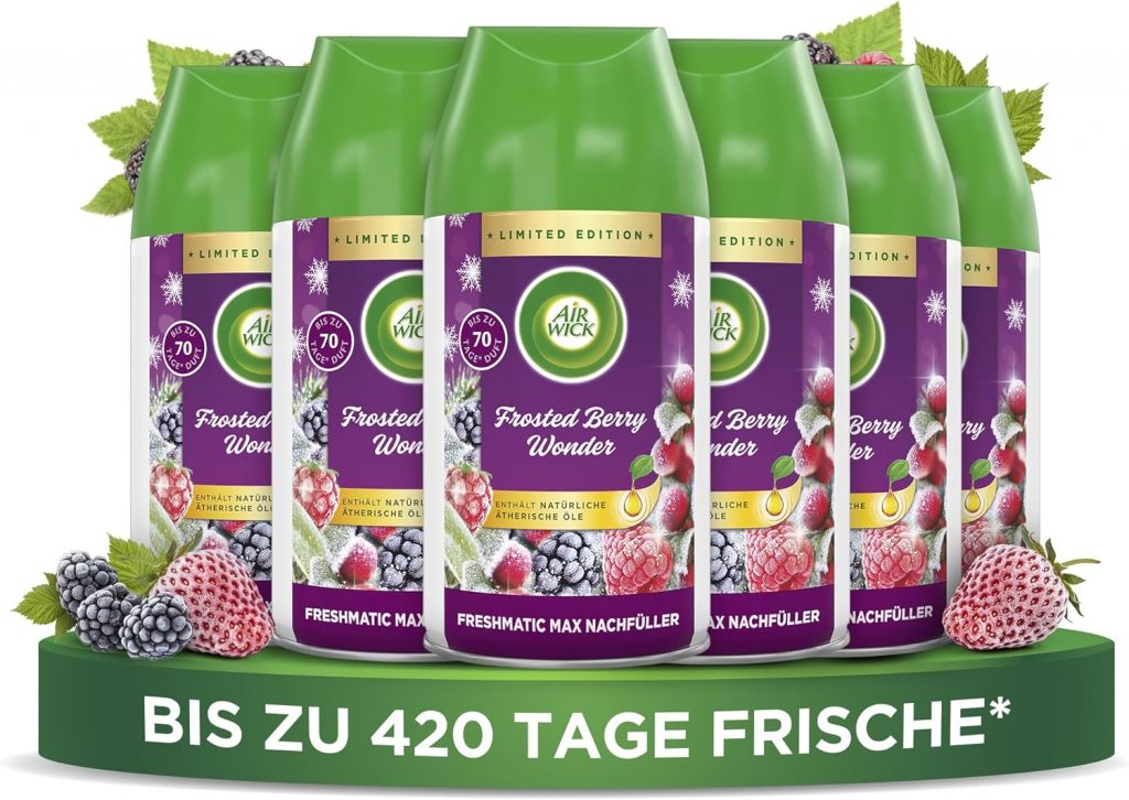 Air Wick Freshmatic Max Raumspray – Nachfüller für den Air Wick Freshmatic Max – Duft: Frosted Berry – 6 x 250 ml…