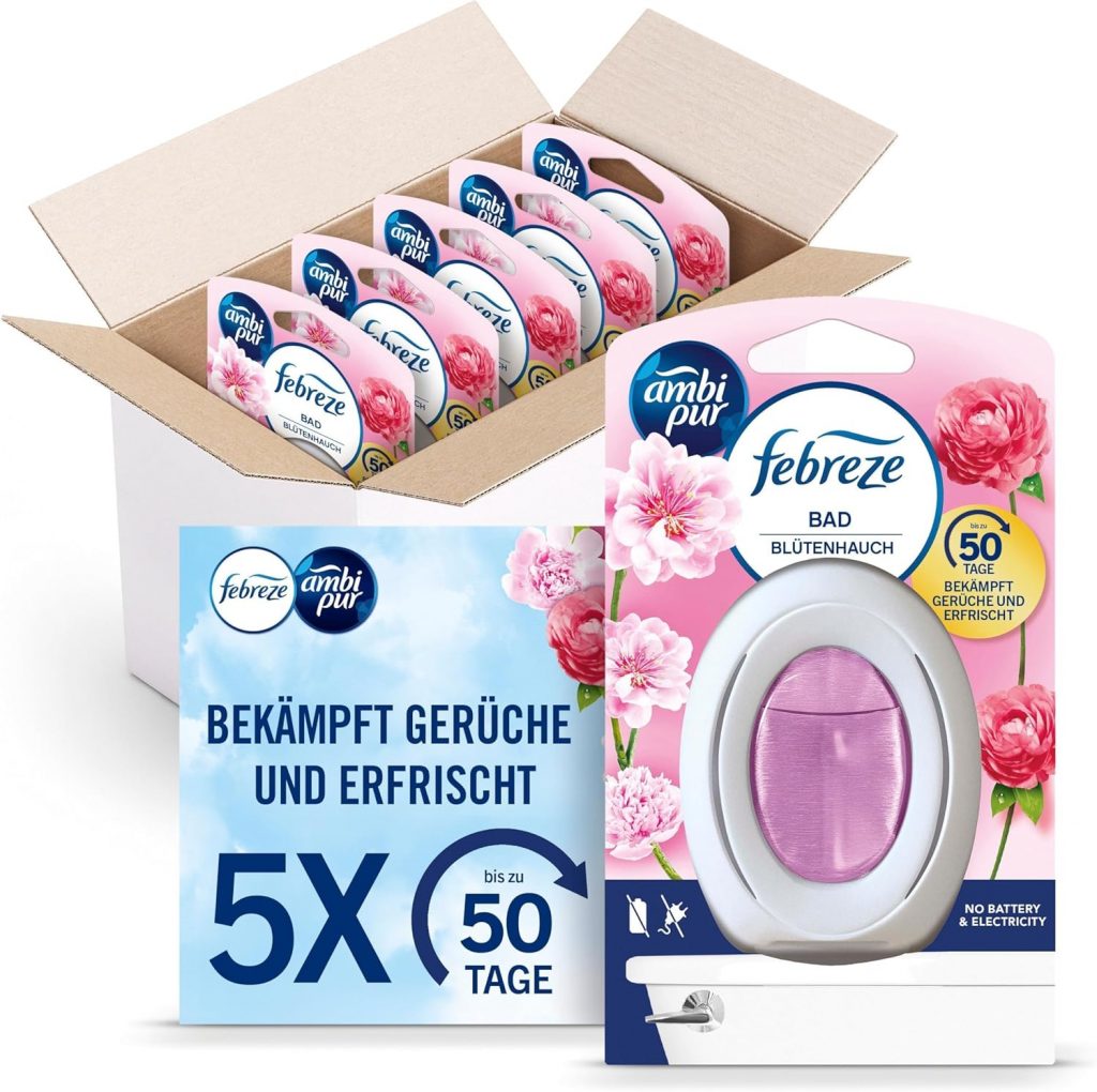 Febreze Bad Lufterfrischer, Blütenhauch, 5 Stück, Kontinuierliche…
