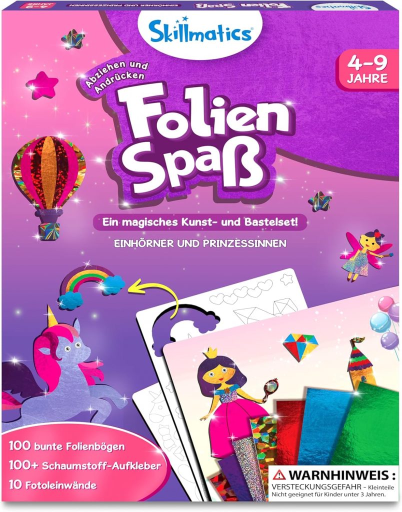 Skillmatics Kunst & Bastelaktivität- Folienspaß Einhörner und Prinzessinnen, Schmutzfreie Kunst für Kinder, Bastelsets, DIY-Aktivität, Geschenke für 4 bis 9 Jahre