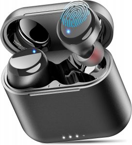 🤴 TOZO T6 Kopfhörer Kabellos Bluetooth 5.3 Bluetooth Kopfhörer, In Ear Kopfhörer 50 Std Akkulaufzeit mit Ladeetui, IPX8 Wasserdicht Kabellose Kopfhörer, Premium Tiefer Bass Sportkopfhörer - Schwarz
