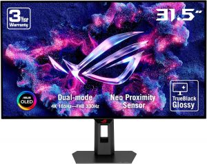 🤴 ASUS ROG Strix WOLED XG32UCWG - 32 Zoll 4K UHD Gaming Monitor - Dual-Modus 4K bei 165 Hz FHD bei 330 Hz, 0.03ms, Sync-Tech, HDR 400 TB - 16:9, 3840x2160, DP, HDMI, 15W USB-C, USB-Hub, Ergo