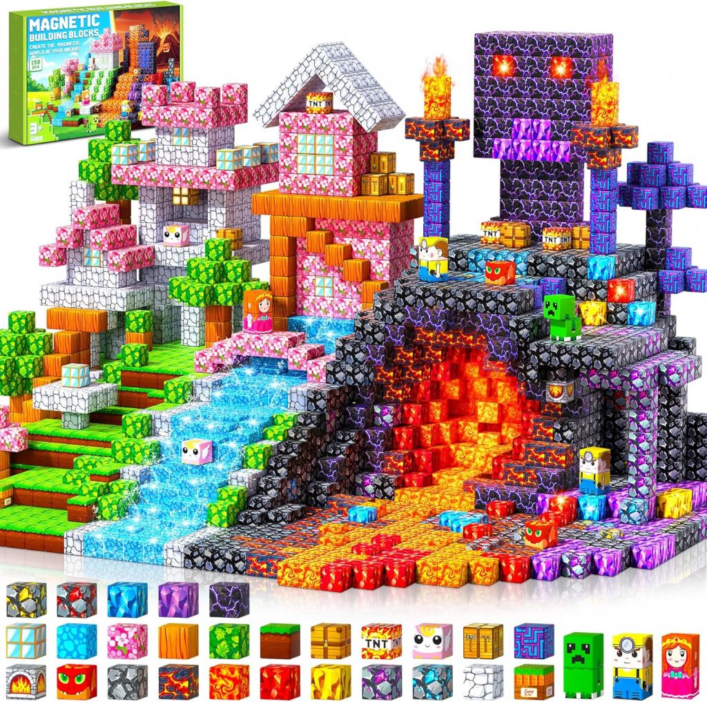 Magnetische Bausteine – 150 Teile Magnetbausteine Magnetspielzeug – Magnetisches Bausteine Blöcke Kinder…